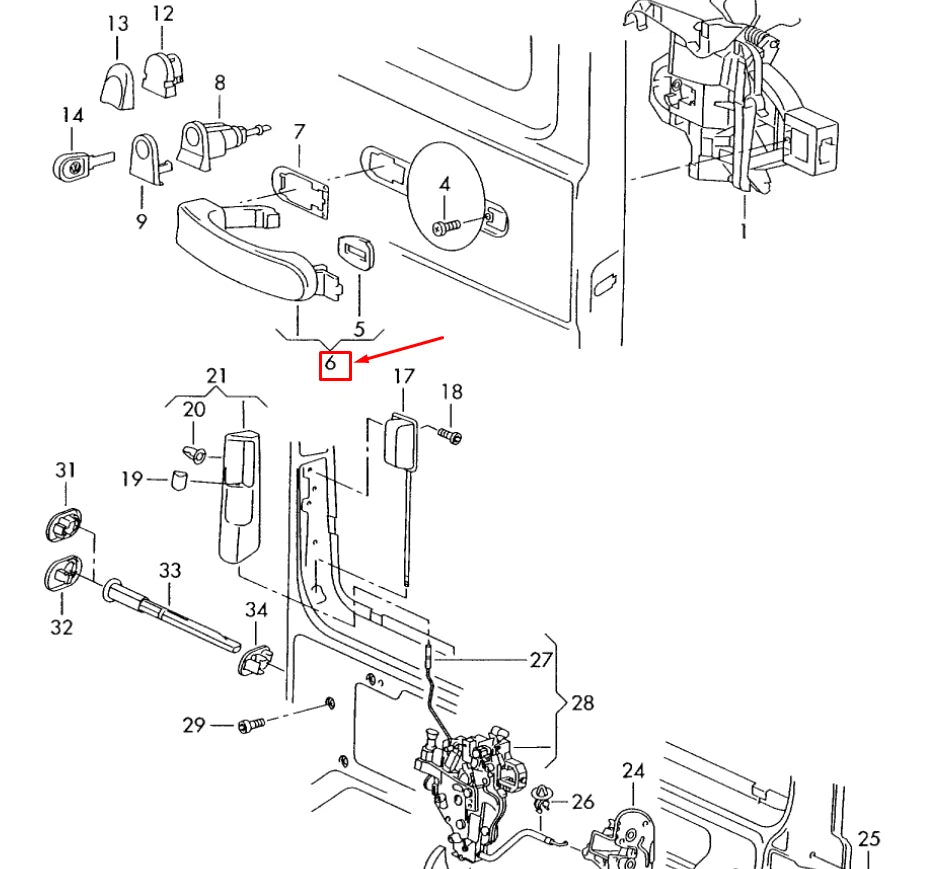 NEW VW MULTIVAN VI SG MK6 SLIDING DOOR EXTERIOR HANDLE 7E0843703BGRU ORIGINAL
