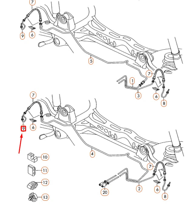 NEW AUDI A3 8P REAR RIGHT BRAKE PIPE 1K0611764L
