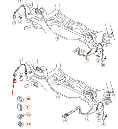 NEW AUDI A3 8P REAR RIGHT BRAKE PIPE 1K0611764L