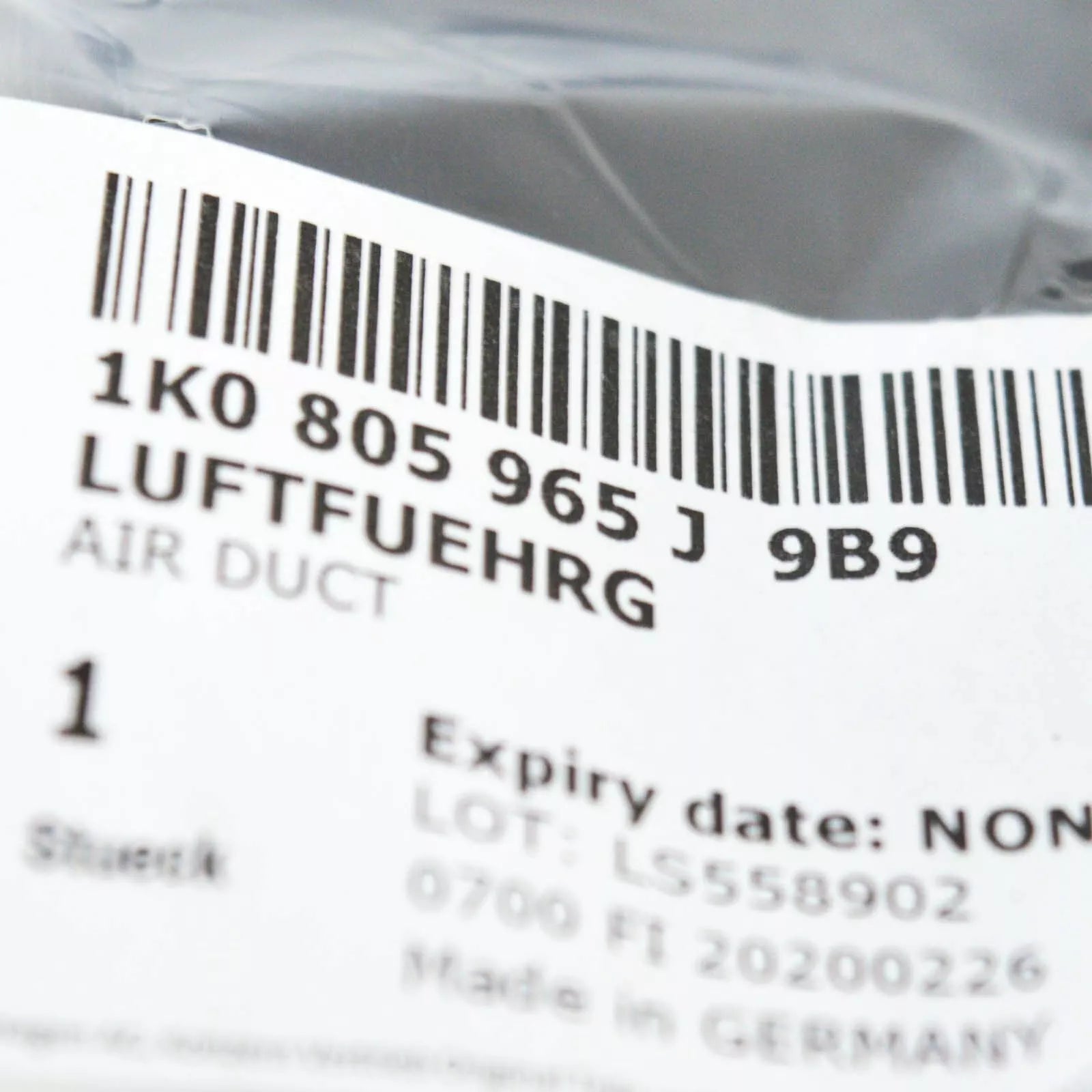 NEW VOLKSWAGEN BEETLE A5 INTAKE AIR DUCT 1K0805965J9B9