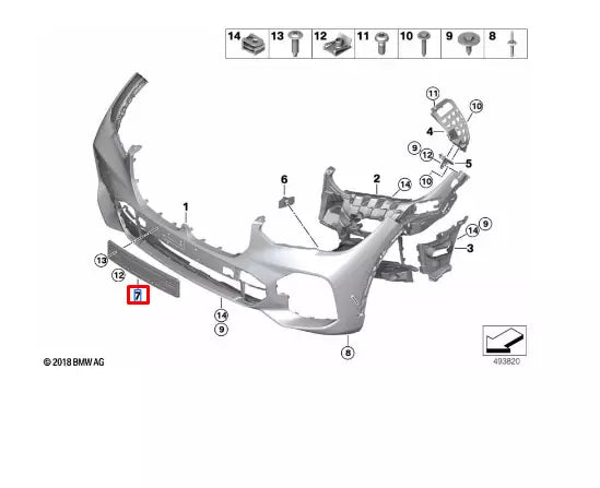 NEW BMW X5 G05 FRONT BUMPER LICENSE NUMBER HOLDER 51118069223 8069223 ORIGINAL