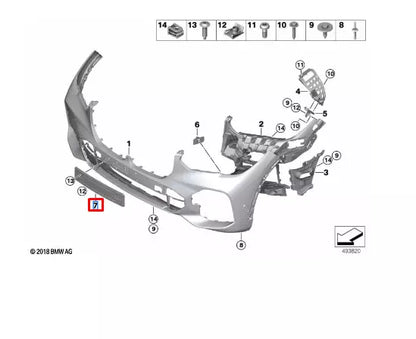 NEW BMW X5 G05 FRONT BUMPER LICENSE NUMBER HOLDER 51118069223 8069223 ORIGINAL