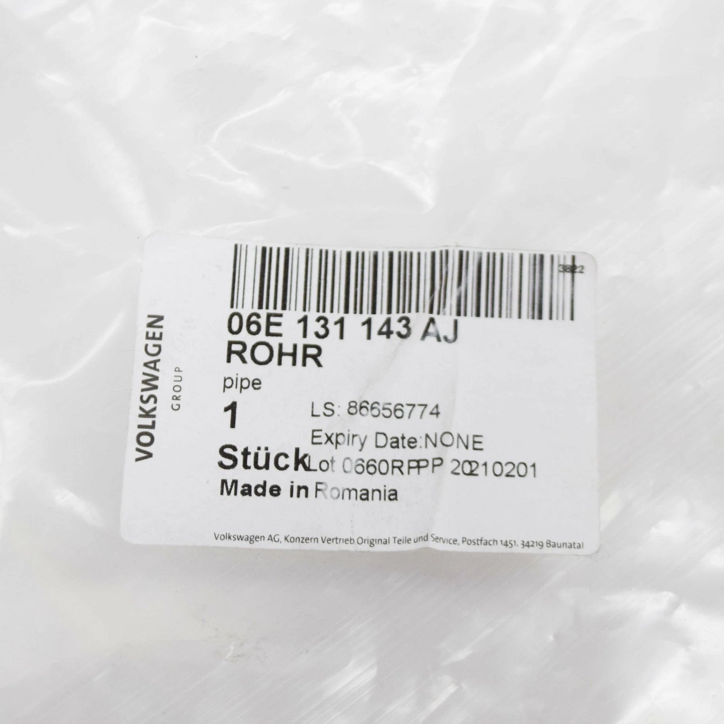 NEW AUDI A4 B8 SECONDARY AIR PUMP CONNECTING PIPE 06E131143AJ