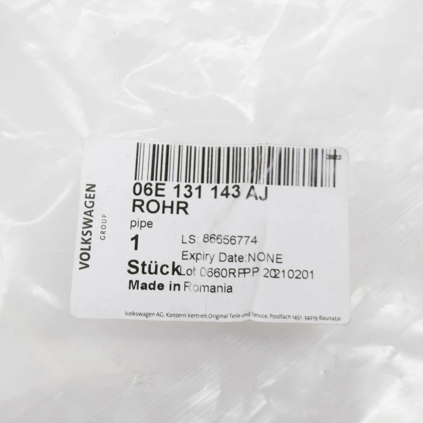 NEW AUDI A4 B8 SECONDARY AIR PUMP CONNECTING PIPE 06E131143AJ