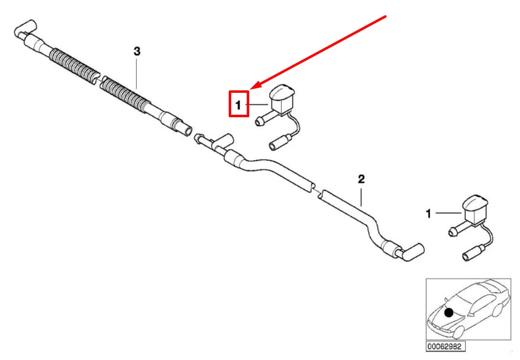 NEW BMW X5 E53 FRONT WINDSHIELD WASHER NOZZLE 8380122 61668380122 ORIGINAL