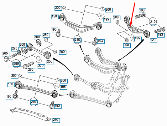 new mb s-class w222 rear right upper control arm a2223500232 6.0 petrol original