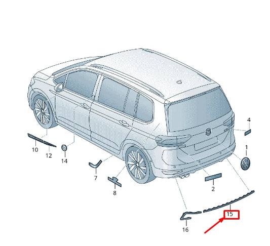 NEW VW TOURAN 5T LOWER REAR BUMPER TRIM 5TA8531462ZZ