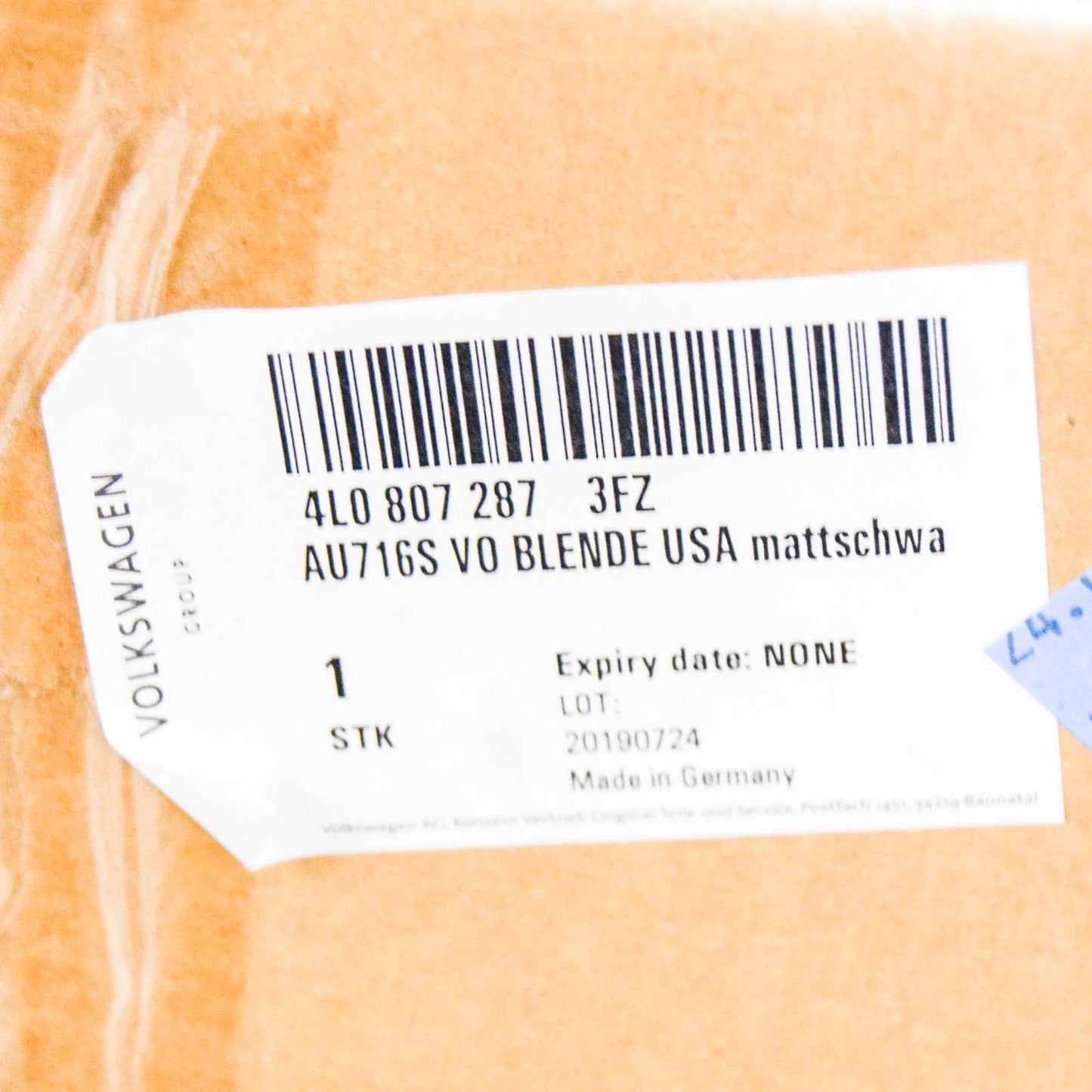 NEW AUDI Q7 FRONT GRILL NUMBER PLATE FILLER DELETE BLACK 4L08072873FZ