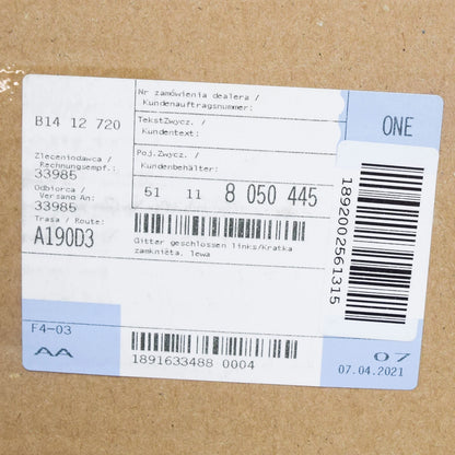 NEW BMW X3 F25 M SPORT FRONT BUMPER LEFT SIDE FOG GRILLE 51118050445 ORIGINAL