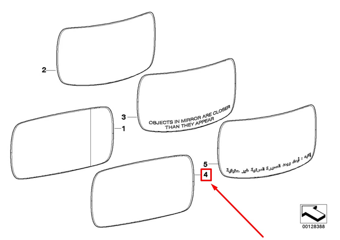 NEW BMW X3 E83 FRONT LEFT DOOR MIRROR GLASS 3404629 51163404629 ORIGINAL