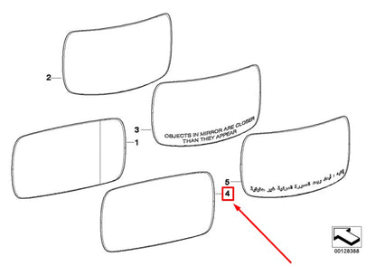 NEW BMW X3 E83 FRONT LEFT DOOR MIRROR GLASS 3404629 51163404629 ORIGINAL