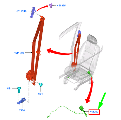 new ford tourneo connect mk2 front left seat buckle lhd 1809421 original