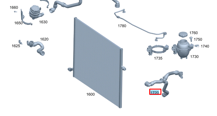 NEW MERCEDES-BENZ E W212 LEFT WATER RADIATOR COOLANT HOSE A2385019500 ORIGINAL