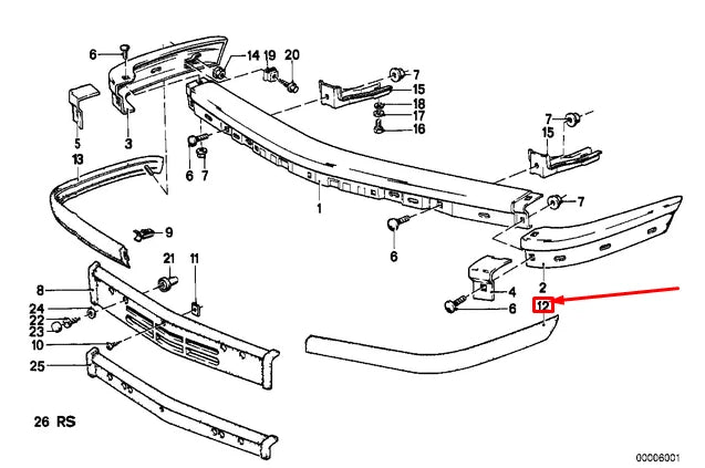 NEW BMW 5 E28 FRONT BUMPER LEFT RUBBER STRIP 51111868101 1868101 ORIGINAL