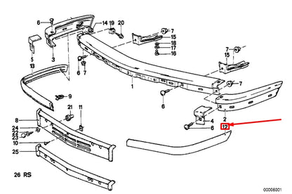NEW BMW 5 E28 FRONT BUMPER LEFT RUBBER STRIP 51111868101 1868101 ORIGINAL