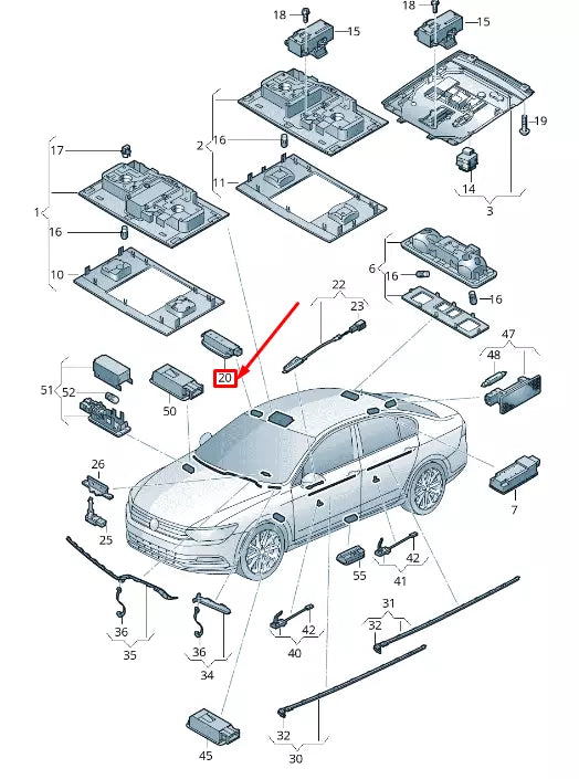 NEW VOLKSWAGEN ARTEON 3H7 SUN VISOR INTERIOR LIGHTING 3G0947109ANX1