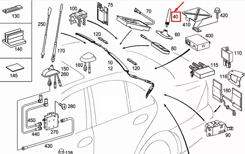 NEW MERCEDES-BENZ E-CLASS W203 AERIAL ROOF ANTENNA A2038200475