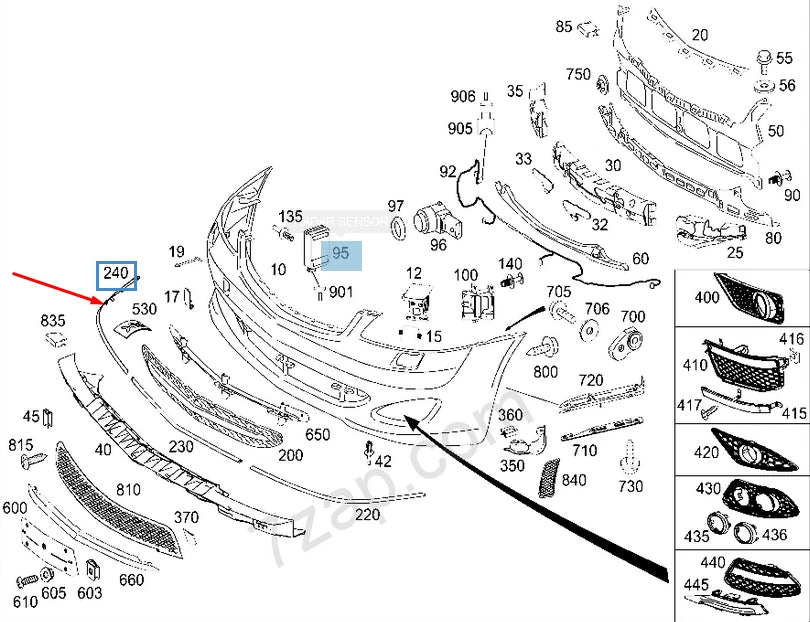 NEW MB S-CLASS W221 FRONT BUMPER RIGHT CHROME TRIM A2218850221 2011 ORIGINAL