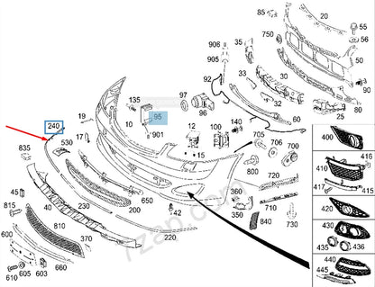 NEW MB S-CLASS W221 FRONT BUMPER RIGHT CHROME TRIM A2218850221 2011 ORIGINAL