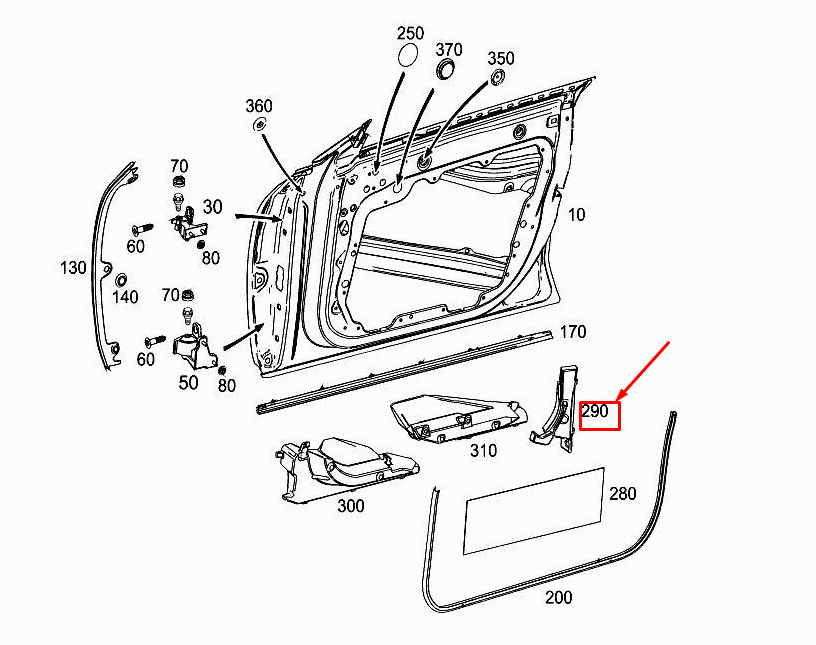 new mercedes-benz cls c257 front left door rear support a2577224900 original