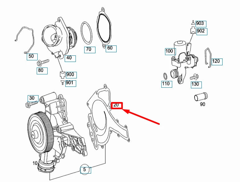 NEW MERCEDES-BENZ C W204 WATER PUMP GASKET A2722010280 ORIGINAL