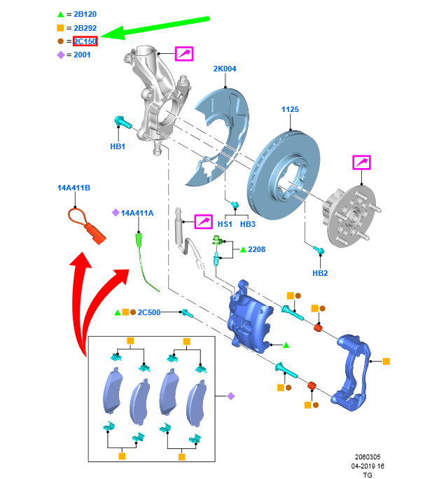 new ford transit mk4 front brake caliper retaining pin kit 1433957 original