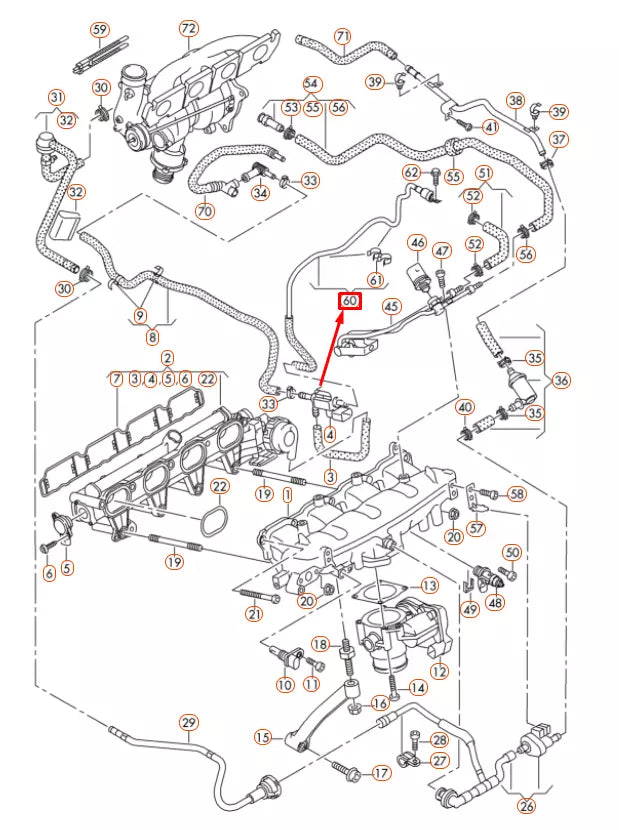 NEW AUDI A4 B8 VACUUM CONNECTING HOSE PIPE 06H133583B ORIGINAL