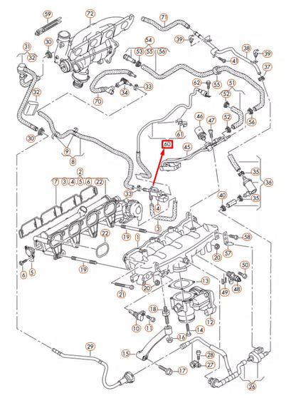 NEW AUDI A4 B8 VACUUM CONNECTING HOSE PIPE 06H133583B ORIGINAL