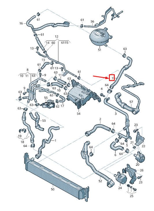 new vw golf vii 5g mk7 turbocharger coolant return hose 5q0122109k original