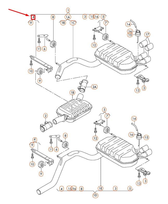 NEW AUDI A3 8P EXHAUST SYSTEM BRACKET 1K0253144AQ ORIGINAL