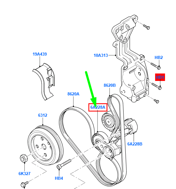 new ford kuga mk1 c394 tension pulley 1540605 8m5n-6a228-ba original
