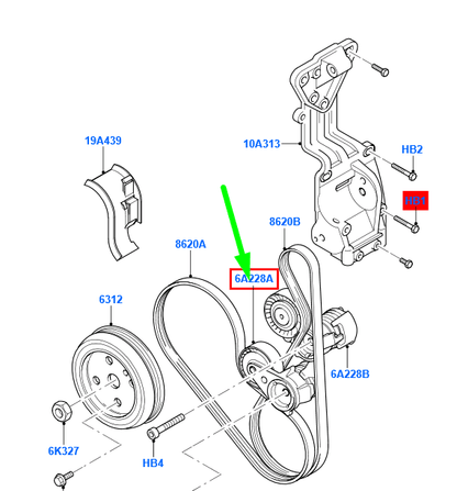 new ford kuga mk1 c394 tension pulley 1540605 8m5n-6a228-ba original