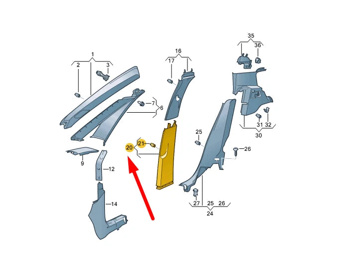 NEW VW ID.3 E11 RIGHT SIDE B PILLAR LOWER TRIM 10A867292B4PK ORIGINAL