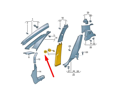 NEW VW ID.3 E11 RIGHT SIDE B PILLAR LOWER TRIM 10A867292B4PK ORIGINAL