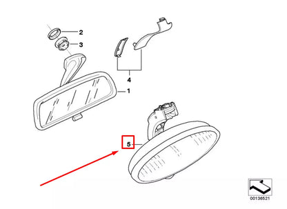 NEW BMW Z3 COUPE E36 INTERIOR REAR VIEW MIRROR 51162495571 2495571 ORIGINAL