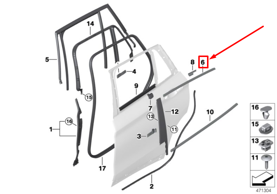 new bmw x1 f48 rear left door window frame cover 51357410387 7410387 original