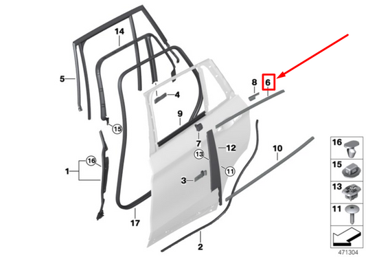 new bmw x1 f48 rear left door window frame cover 51357410387 7410387 original