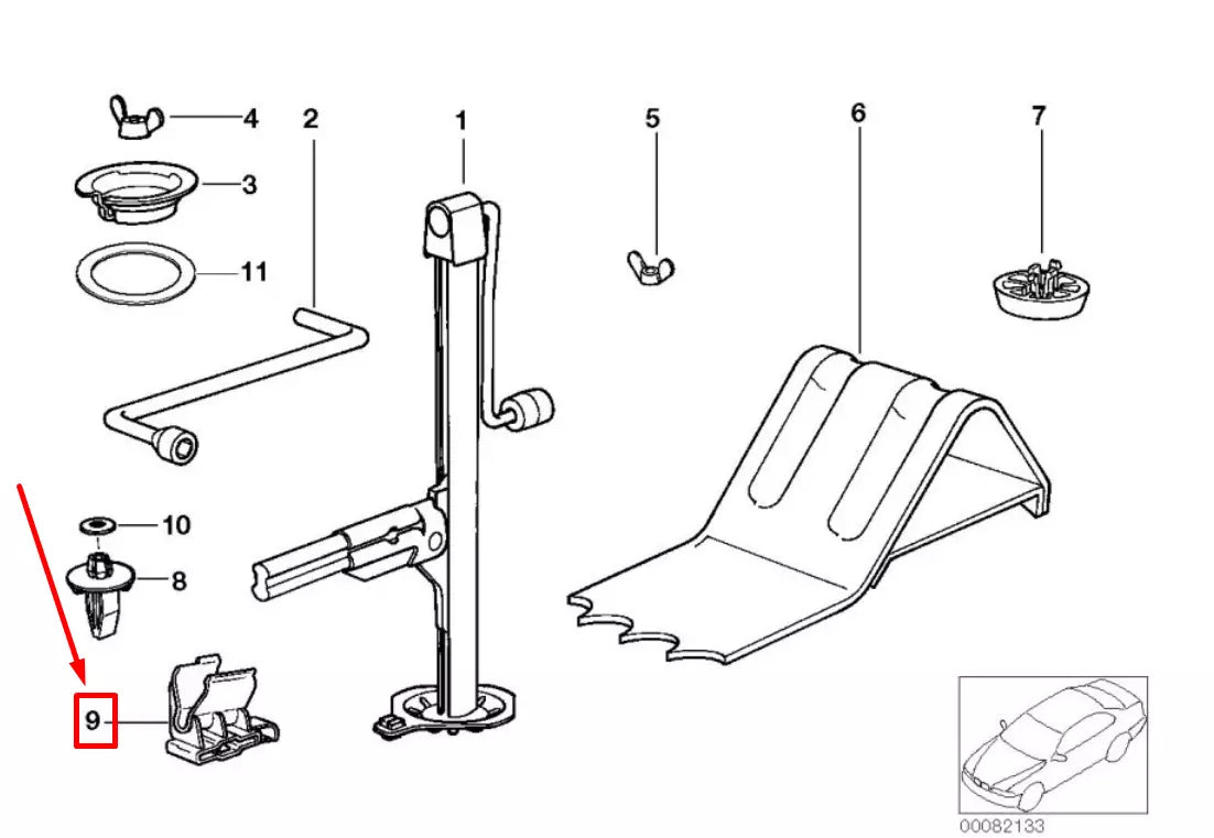 NEW BMW 3 COMPACT E36 JACK FIXTURE TRUNK MOUNT 1977915 51711977915 ORIGINAL