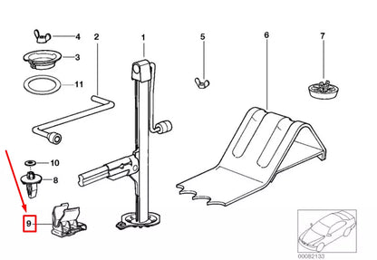 NEW BMW 3 COMPACT E36 JACK FIXTURE TRUNK MOUNT 1977915 51711977915 ORIGINAL