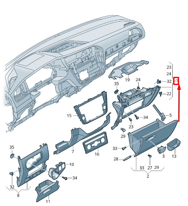 new volkswagen tiguan ad1 glove box mount lhd 5nn857101rm5 original