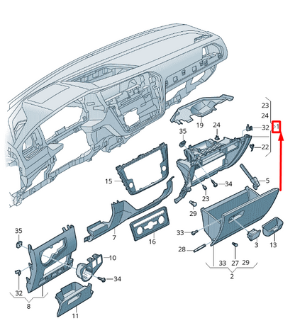 new volkswagen tiguan ad1 glove box mount lhd 5nn857101rm5 original