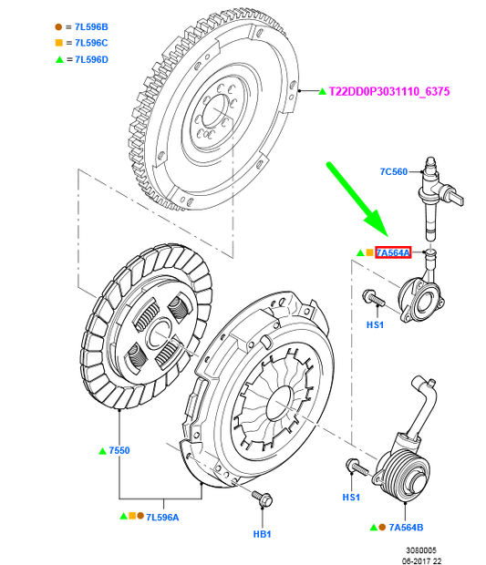 new ford transit mk3 clutch slave cylinder 1732801 8c11-7a564-ad original