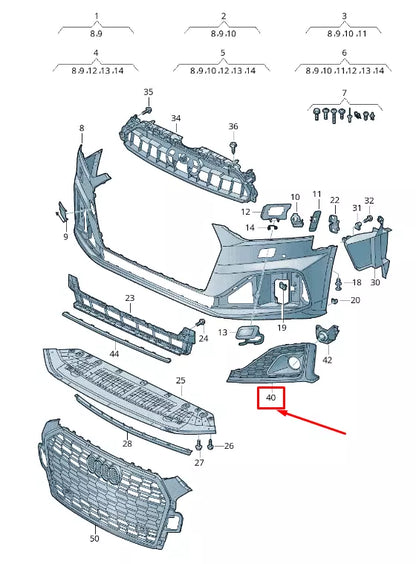 NEW AUDI A5 SPORTBACK F5 FRONT RIGHT AIR GUIDE GRILLE 8W6807682S3Q7 ORIGINAL