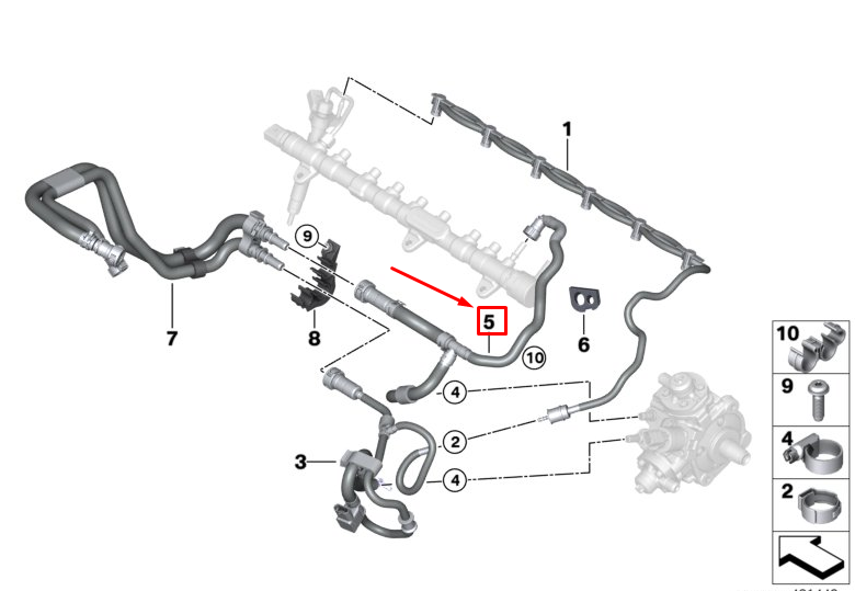 new bmw x5 g05 m50dx fuel return line 13538575783 original