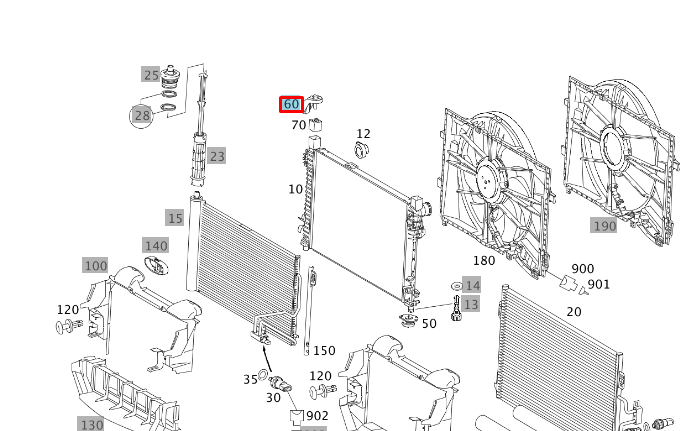 new mercedes-benz slk r171 radiator top right bracket a1715040240 original