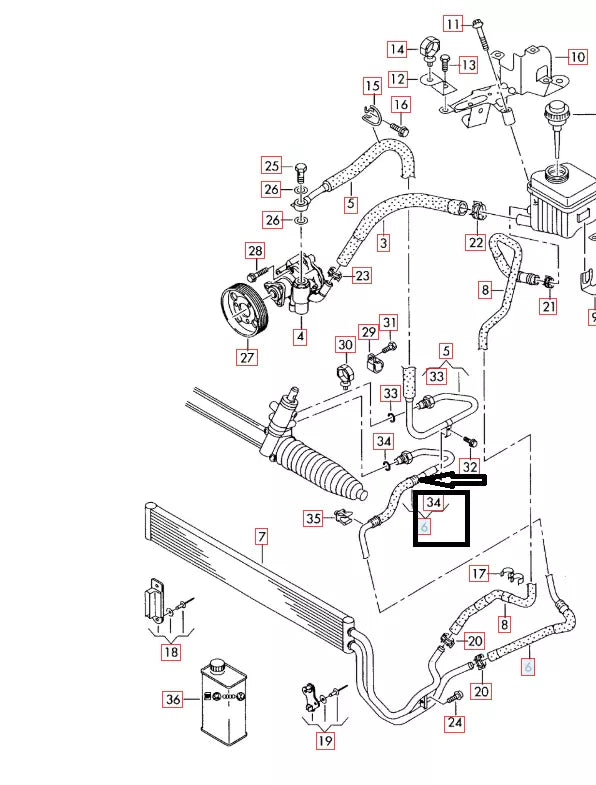 NEW AUDI Q7 4L POWER STEERING HOSE PIPE LHD 7L6422891AB 2015