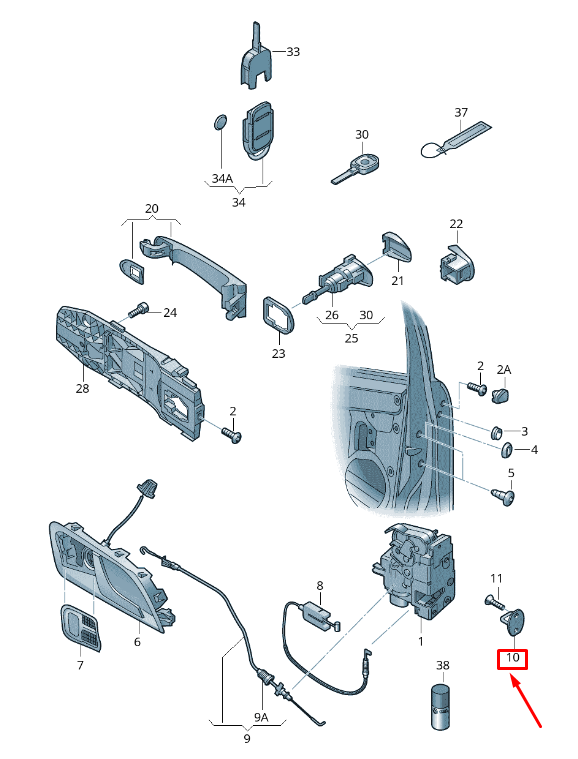 new skoda octavia 5e mk3 front door lock striker 5j0837767 original