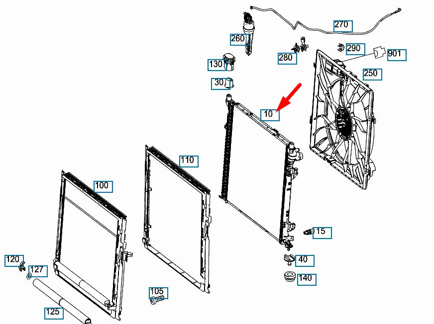 NEW MERCEDES-BENZ GLE W166 COOLING RADIATOR A0995001303 ORIGINAL