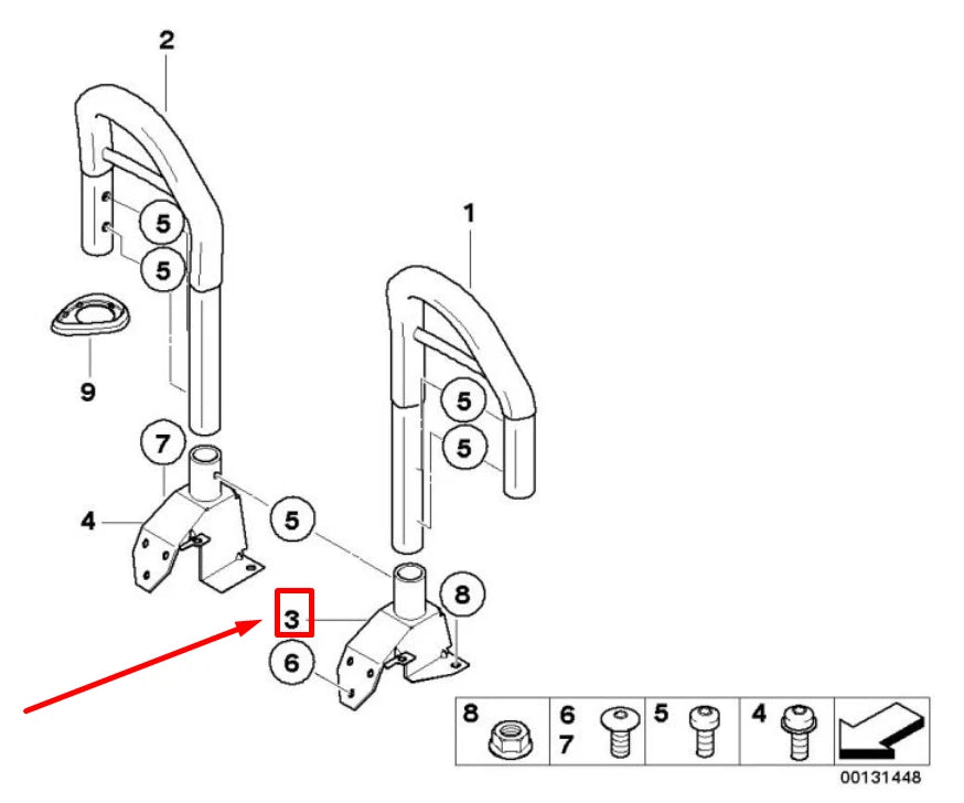 NEW BMW Z3 E36 LEFT DRIVERS ROLLOVER BAR SUPPORT 8401337 54618401337 ORIGINAL