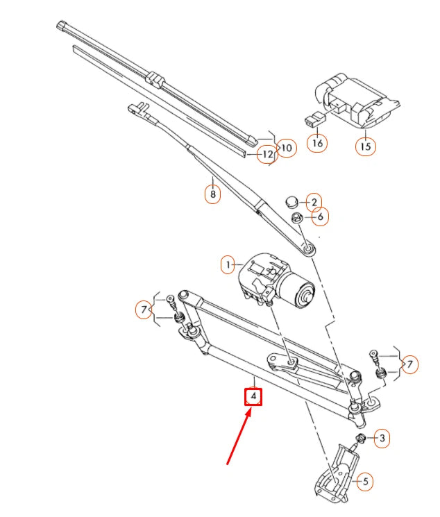 NEW VW JETTA A5 WINDSHIELD WIPER WINDOW LINKAGE ASSEMBLY LHD 5K1955601 ORIGINAL